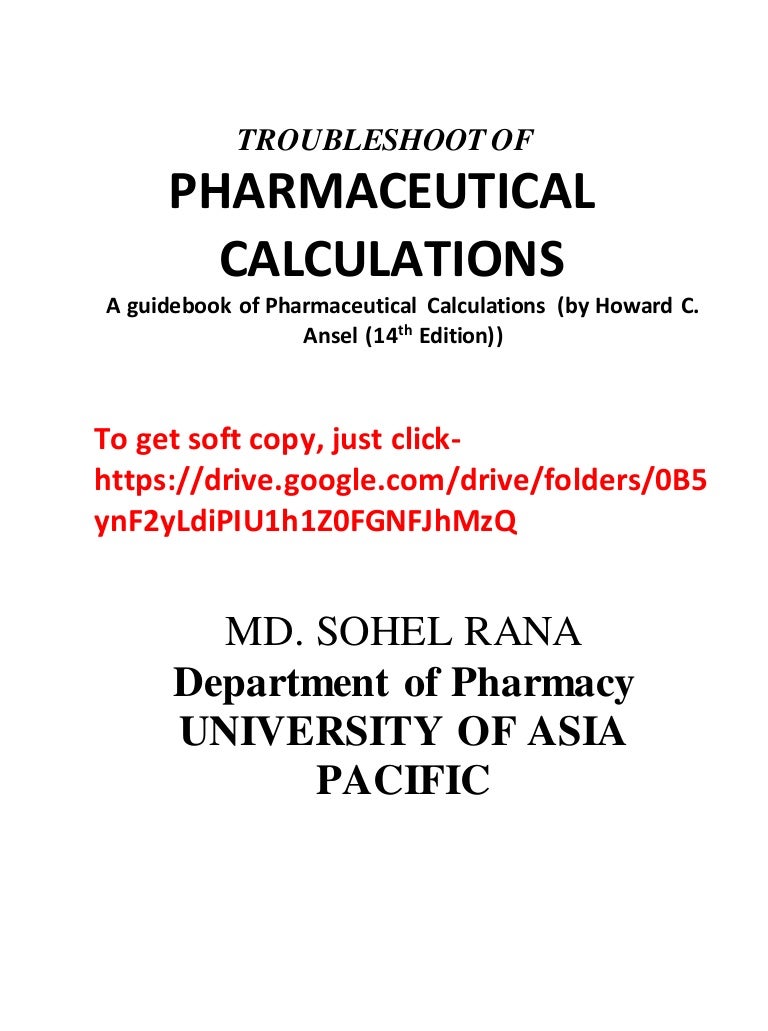 Pharmaceutical Calculations 14th Edition Pdf